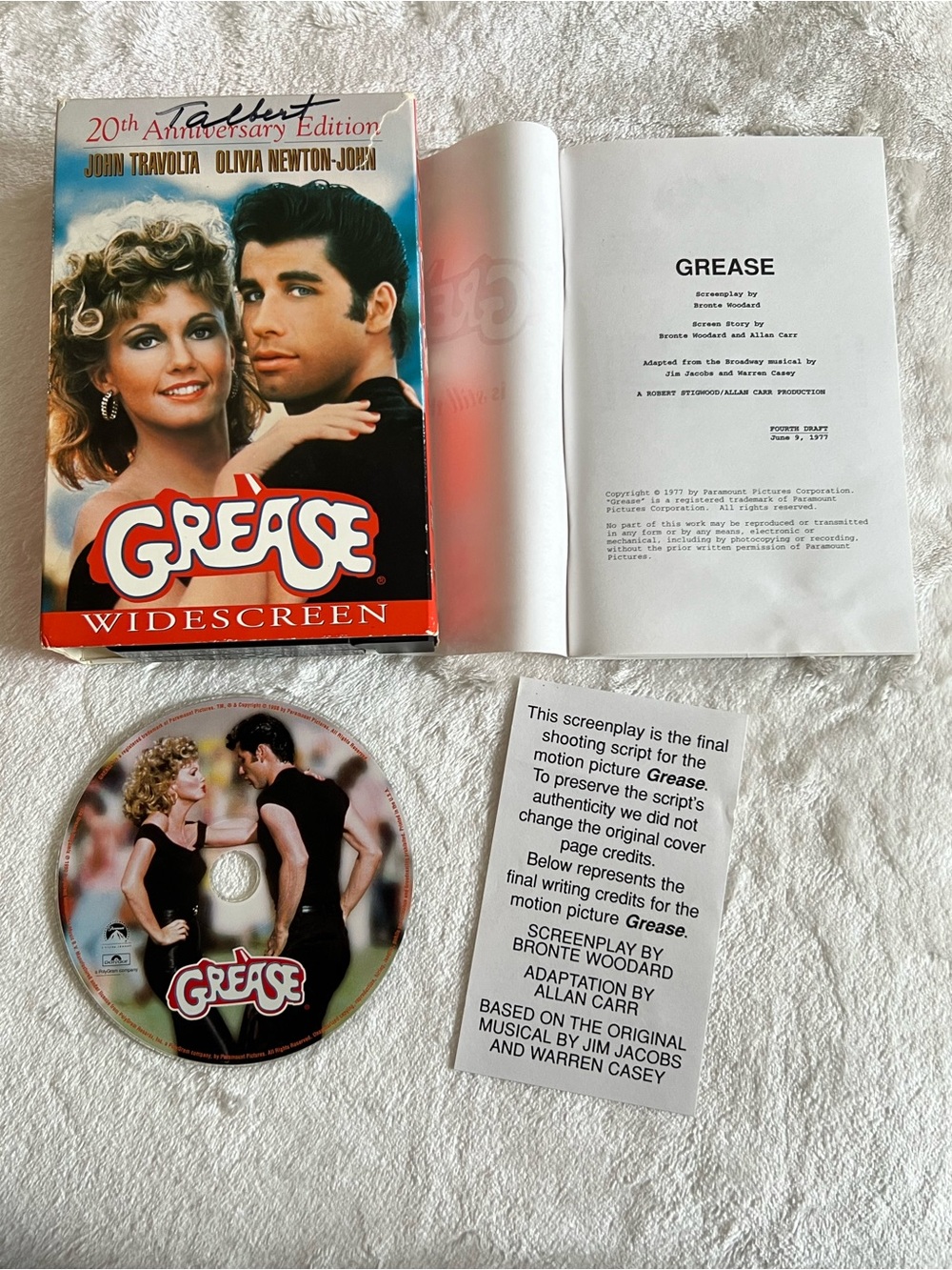 Grease (1998, 20th Anniversary Edition) VHS, CD, & Script / Screenplay